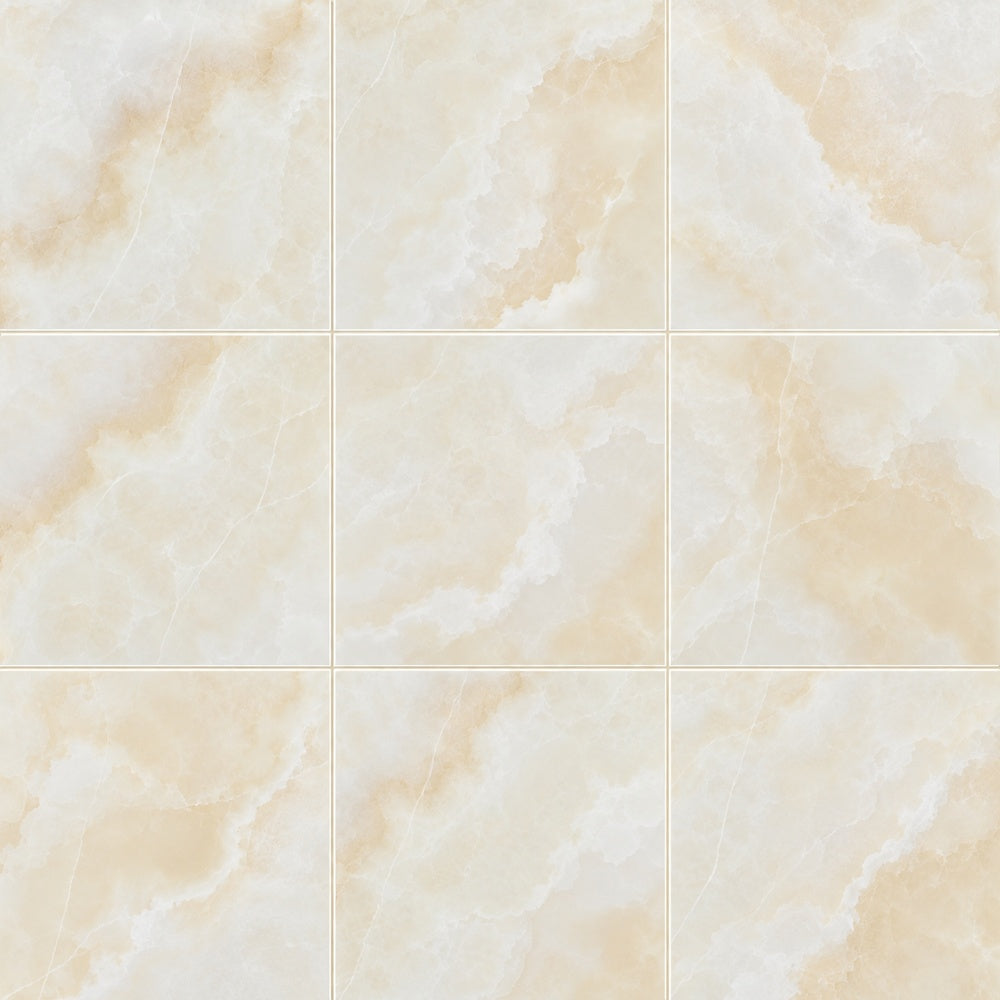 Vanilla Onyx Cross Cut 12x12 polished installed close-up