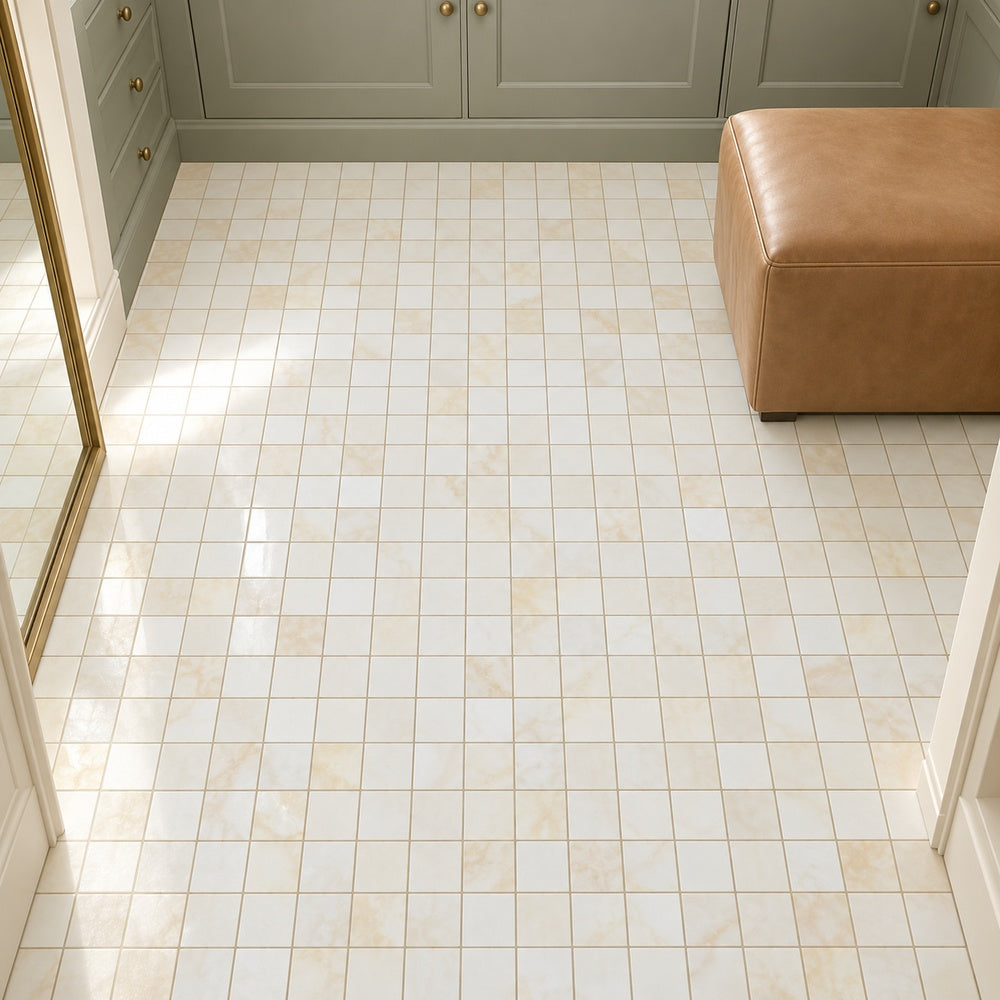 Vanilla Onyx Cross Cut 2x2 mosaic floor room scene