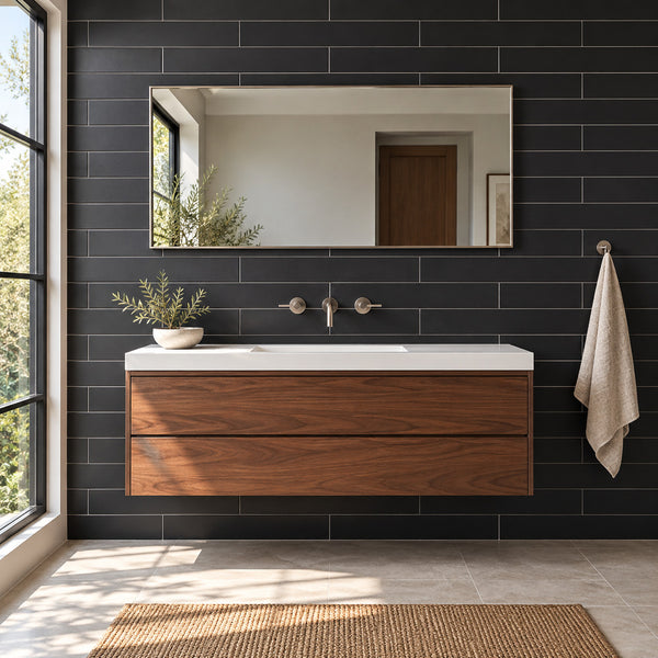 Venice Black 4x24 Porcelain Tile Matte