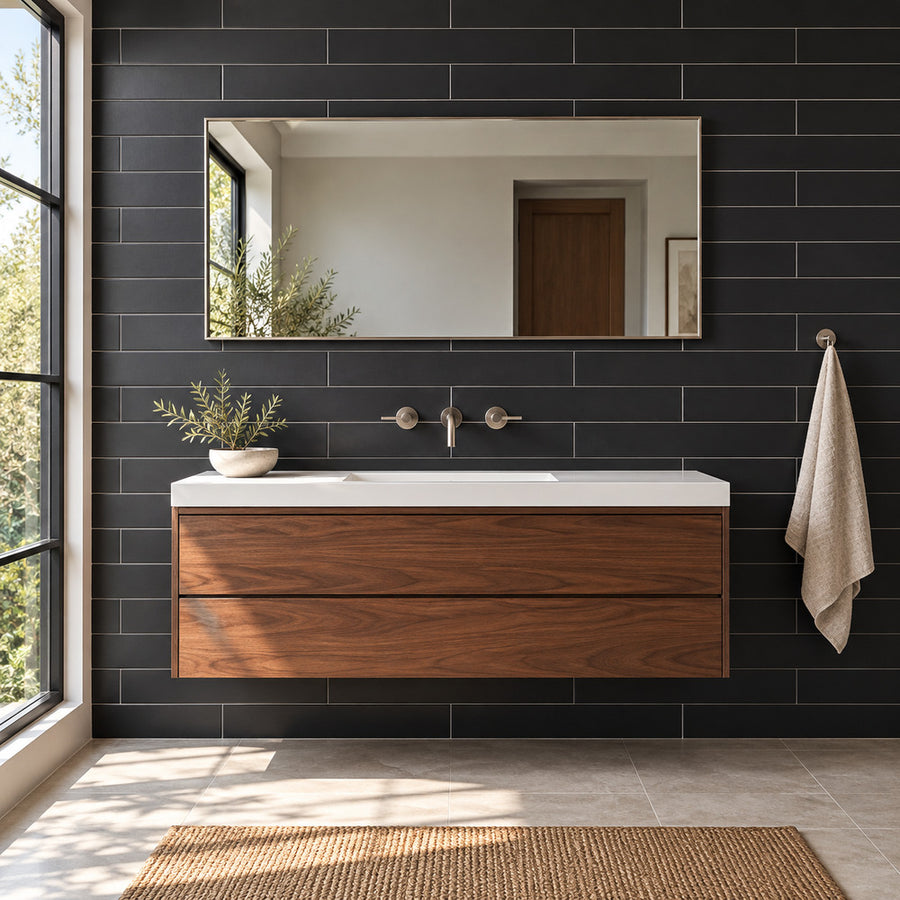 Venice Black 4x24 Porcelain Tile Matte