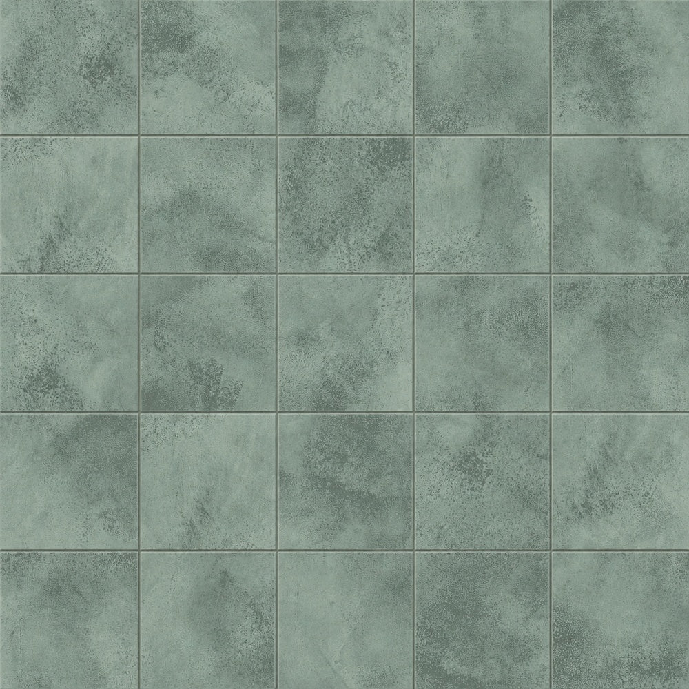 Verde Terra Teal 6x6 matte porcelain installed close-up