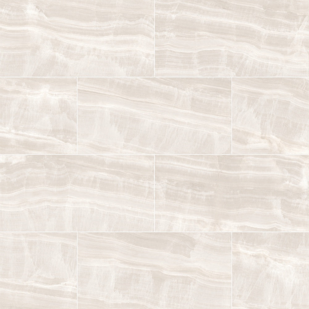 Vesper White PO 24x48 R Porcelain Tile installed tile close-up