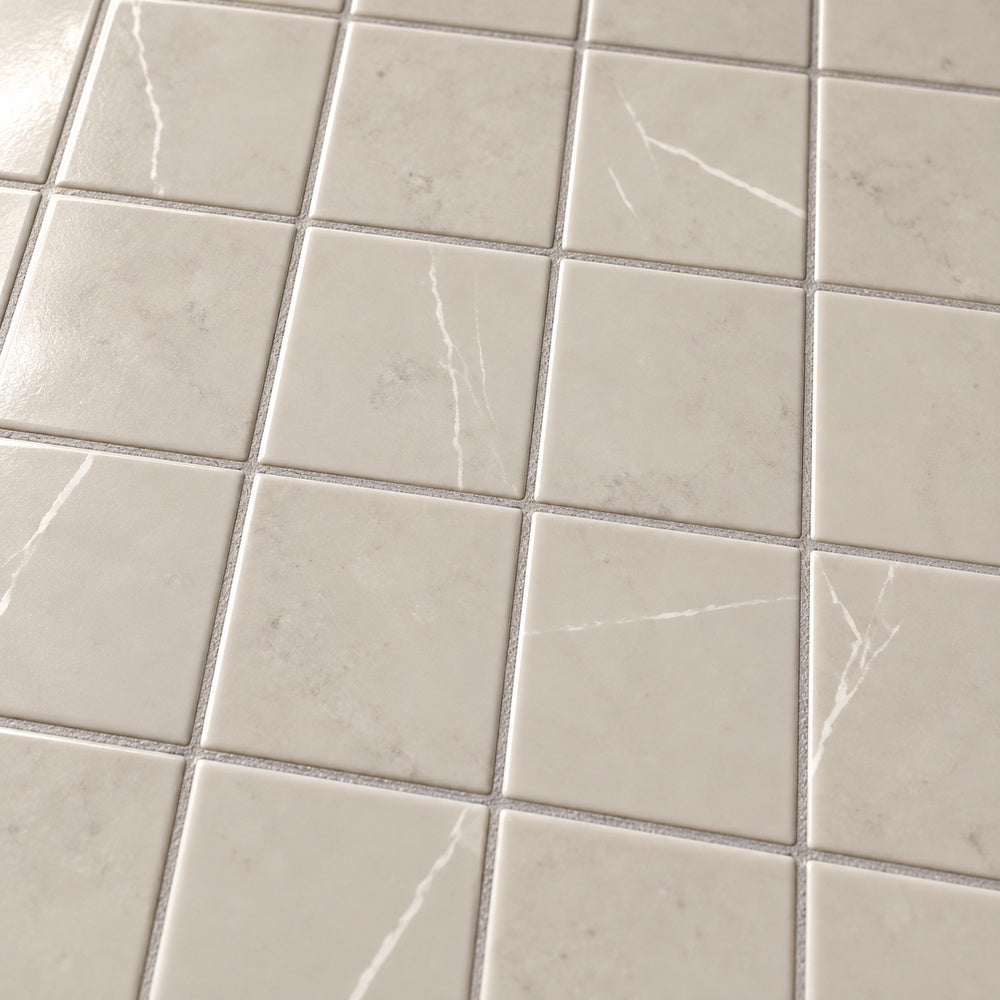 Willow porcelain tile mosaicSilver detail