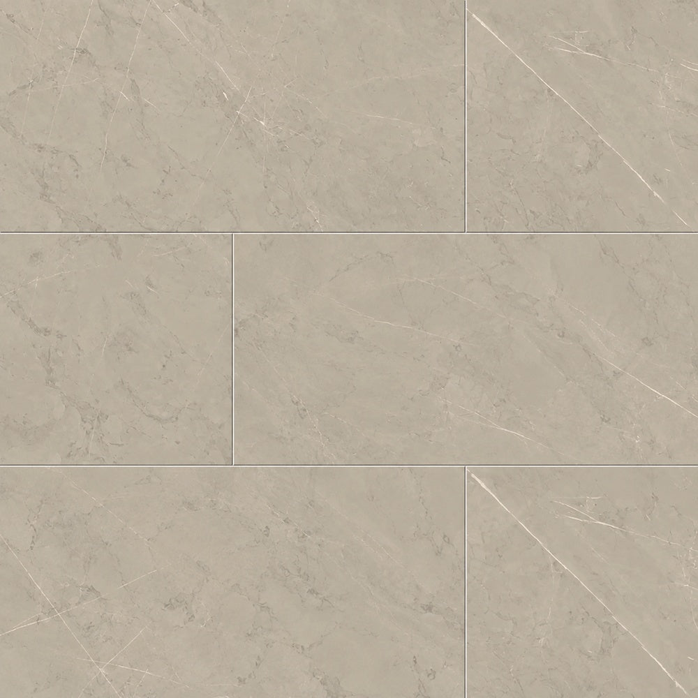 Willow Silver UP 12x24 R Porcelain Tile large-format installed close-up