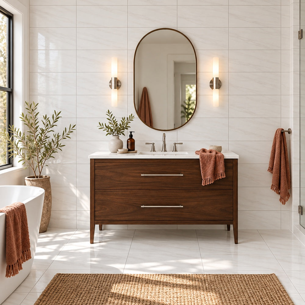 Zenith White 12x24 room fixed tile photograph