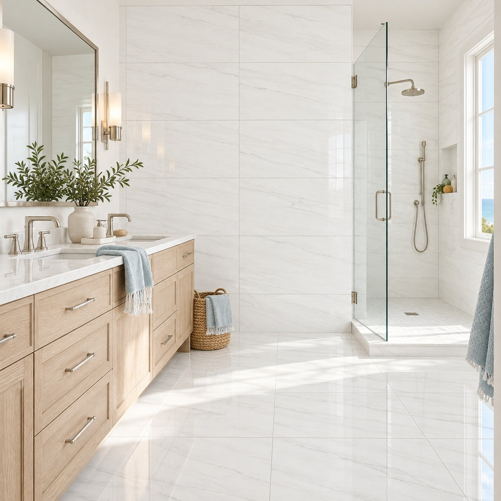 Zenith White 24x48 room1 tile photograph