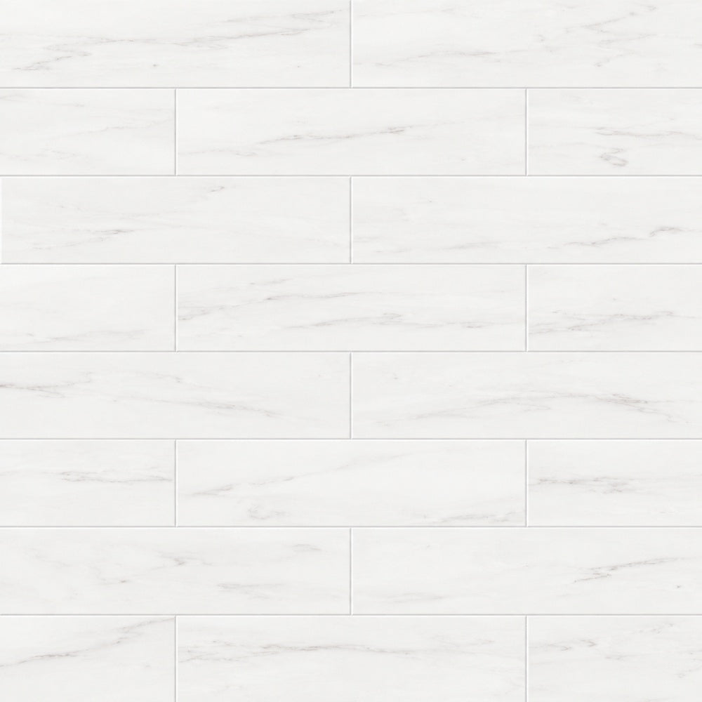 Zenith White 3x12 Ceramic Tile installed tile close-up