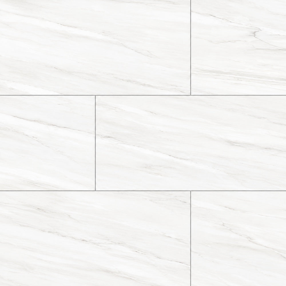 Zenith White UP 24x48 R Porcelain Tile large-format installed close-up