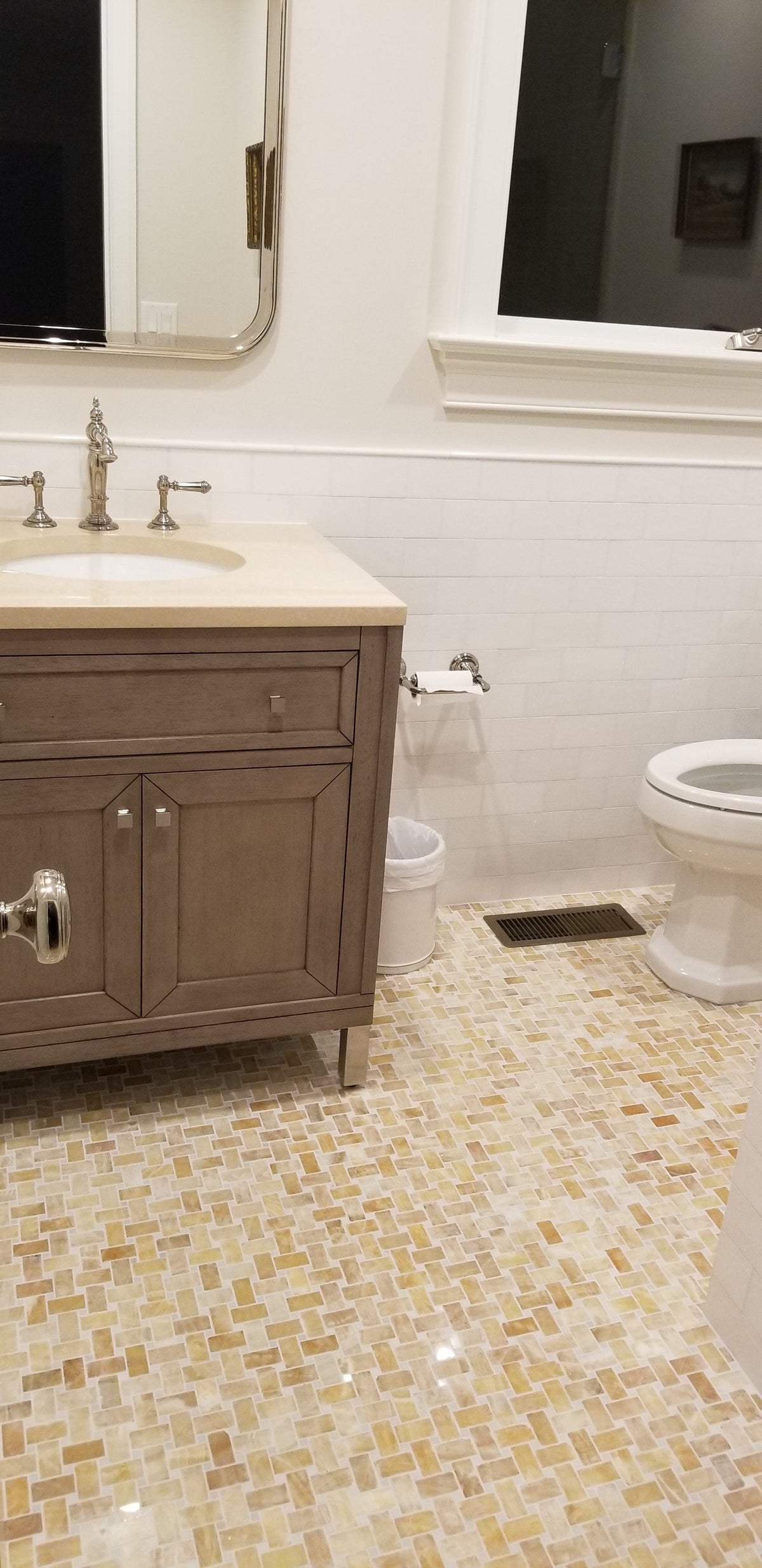 Honey Onyx Basketweave with White Dots Mosaic Polished Stone Tilezz 