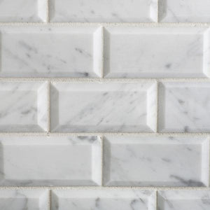 Carrara White Marble 2x4 Beveled Mosaic Polished/Honed Stone Tilezz 