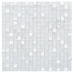 Icy White Cube Crackled Glass Mosaic Tilezz 