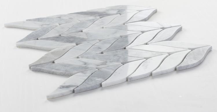 Leaf Carrara White & Grey Marble Mosaic Tilezz 