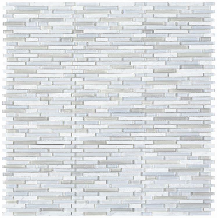 Linear Carrara Goose Glass Brick Mosaic Tilezz 
