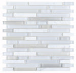 Load image into Gallery viewer, Linear Carrara Goose Glass Brick Mosaic Tilezz 
