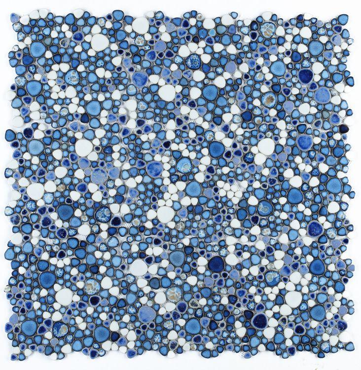 Growing Royal Blue Porcelain Pebble Mosaic (Pool Rated) Tilezz 