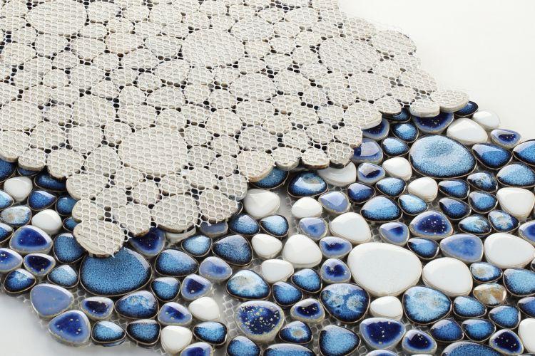 Growing Royal Blue Porcelain Pebble Mosaic (Pool Rated) Tilezz 