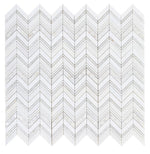 Load image into Gallery viewer, Thassos White &amp; Mother of Pearl Chevron Mosaic Tilezz 
