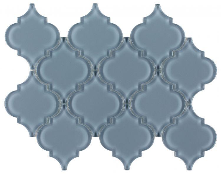 Kendra Blue Shining Arabesque Glass Tile (Pool Rated) Tilezz 