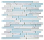Load image into Gallery viewer, Linear Carrara Turquoise Glass Brick Mosaic Tilezz 
