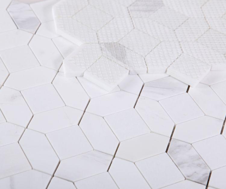 Thassos White & Volakas Eclipse Marble Mosaic Tile Stone Tilezz 