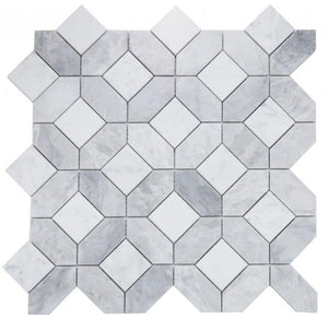 Carrara White & Gray Eclipse Marble Mosaic Tile Stone Tilezz 