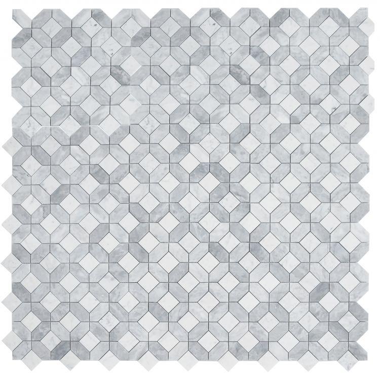 Carrara White & Gray Eclipse Marble Mosaic Tile Stone Tilezz 