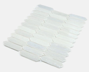 Arrow White Pearl Picket Glass Mosaic ( Pool Rated ) Tilezz 