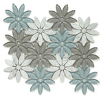 Load image into Gallery viewer, Carrara White Forest Glass Blend Daisy Flowers Mosaic Tilezz 
