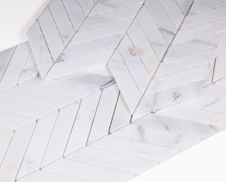 Calacatta Gold Chevron Mosaic Polished Stone Tilezz 