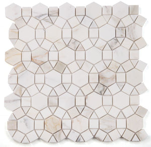 Geometry Calacatta Gold Marble Mosaic Tile Sample Stone Tilezz 