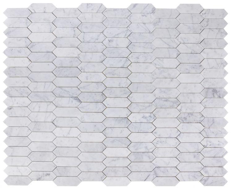 Carrara White Elongated Hexagon Marble Mosaic Tilezz 