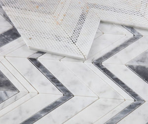Chevron Series Polar Marble Mosaic Tilezz 