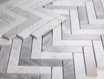 Load image into Gallery viewer, Carrara White &amp; Gray Marble Herringbone 1X4 Mosaic Polished Stone Tilezz 

