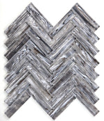 Load image into Gallery viewer, Silver Shell Glass 1x4 Herringbone Mosaic Stone Tilezz 
