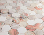 Load image into Gallery viewer, Rosa Norvegia &amp; Thassos White 2&quot; Hexagon Marble Polished Stone Tilezz 
