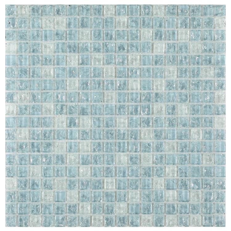 Icy Ocean Blue Cube Crackled Glass Mosaic Tilezz 