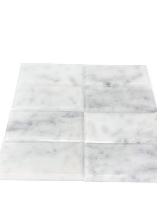 Carrara White 3x6 Beveled Subway Tile Polished/Honed Stone Tilezz 