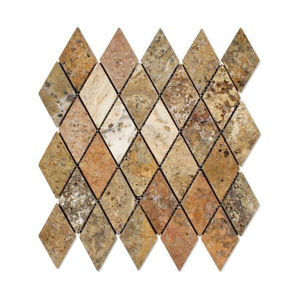 Scabos Travertine 2x4 Tumbled Diamond Mosaic Tile Stone Tilezz 