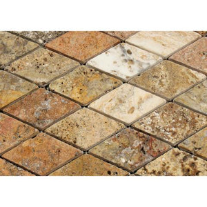 Scabos Travertine 2x4 Tumbled Diamond Mosaic Tile Stone Tilezz 