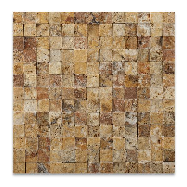 Scabos Travertine 1x1 Split Faced Mosaic Tile Stone Tilezz 