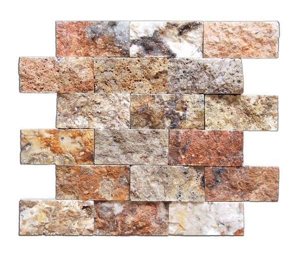 Scabos Travertine 2x4 Split Faced Mosaic Tile Stone Tilezz 