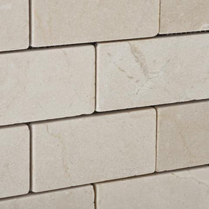 Crema Marfil 2x4 Tumbled Brick Mosaic Tile Stone Tilezz 