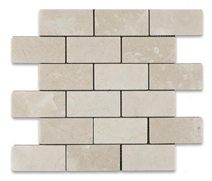 Crema Marfil 2x4 Tumbled Brick Mosaic Tile Stone Tilezz 