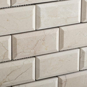 Crema Marfil 2x4 Beveled Polished Brick Mosaic Tile Stone Tilezz 