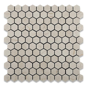 Crema Marfil 1" Hexagon Polished Mosaic Tile Stone Tilezz 