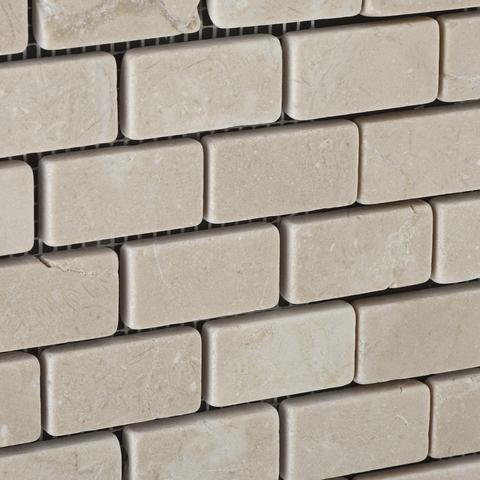 Crema Marfil 1x2 Tumbled Brick Mosaic Tile Stone Tilezz 