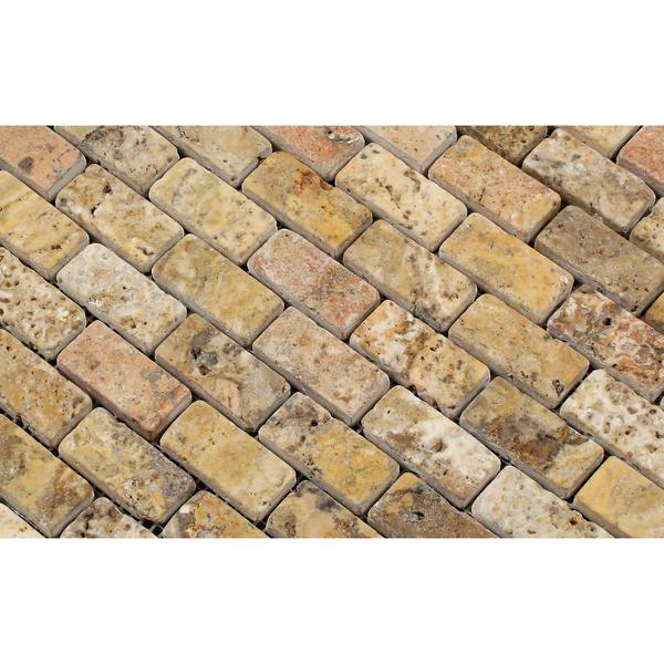 Scabos Travertine 1x2 Tumbled Mosaic Tile Stone Tilezz 
