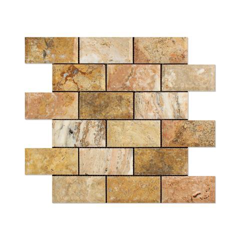 Scabos Travertine 2x4 Beveled Mosaic Honed Stone Tilezz 