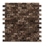 Load image into Gallery viewer, Emperador Dark Polished Baby Brick Mosaic Tile Stone Tilezz 
