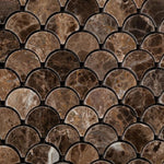 Load image into Gallery viewer, Emperador Dark Polished Scallop Mosaic Tile Stone Tilezz 
